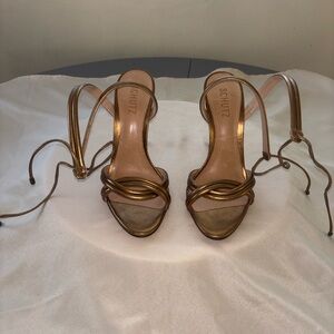 Schutz Women's Bronze Strappy Sandals Size 8